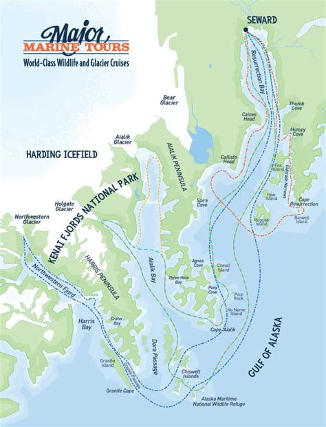 Route Map - Kenai Fjords Cruises - Major Marine Tours