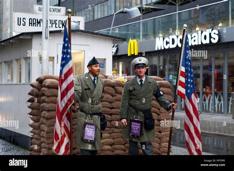 Berlin cold war Checkpoint Charlie Friedrichstrasse notorious border crossing American Soviet ...