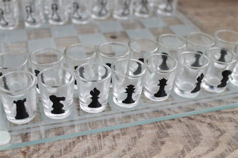 Glass drinking chess set / Vintage shot glass chess set with | Etsy