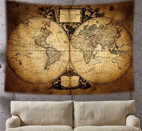 Vintage old style world map Vinatge wall decor World Map