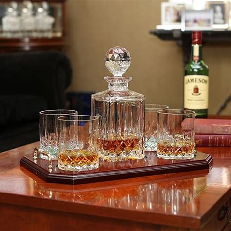 Irish Galway Crystal Square Whiskey Decanter & 4 Glasses Tray Set from ...