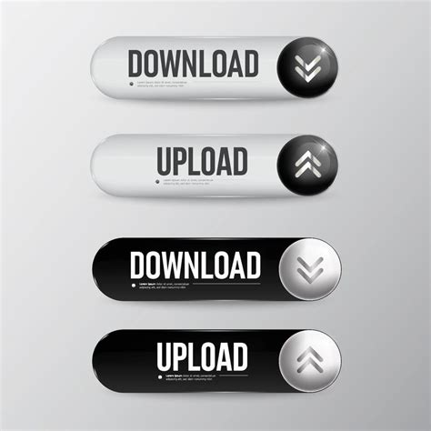 Button download set color white and black 14994838 Vector Art at Vecteezy