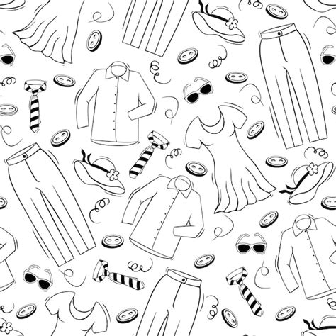 Premium Vector | Seamless pattern with clothes in doodle style hand ...