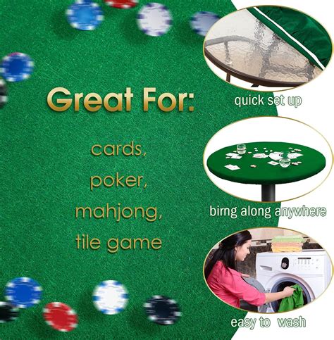 2 Pcs Felt Card Table Game Cover Round Tablecloth Elastic Poker Table Top 36 to 48 Inch Fitted ...