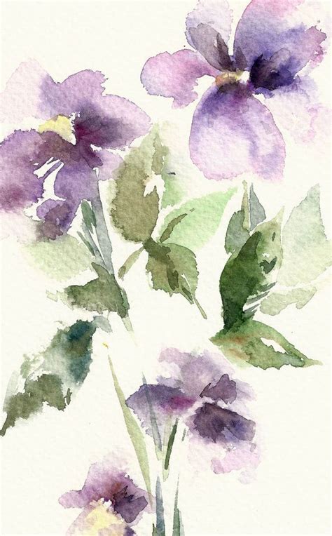 Original Watercolor Painting Abstract Flowers Purple by CanotStop | Watercolor flowers paintings ...