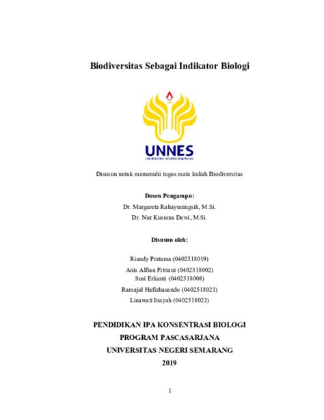 (DOC) Biodiversitas Sebagai Indikator Biologi PENDIDIKAN IPA KONSENTRASI BIOLOGI PROGRAM ...