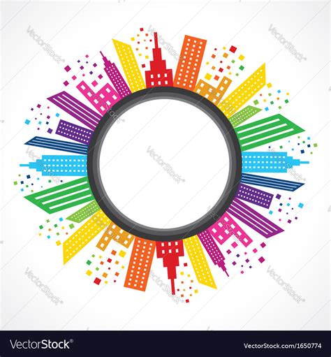 Abstract colorful building design around circle Royalty Free Vector Image - VectorStock