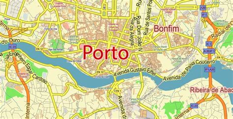 Porto Portugal PDF Vector Map: City Plan Low Detailed (for small print ...