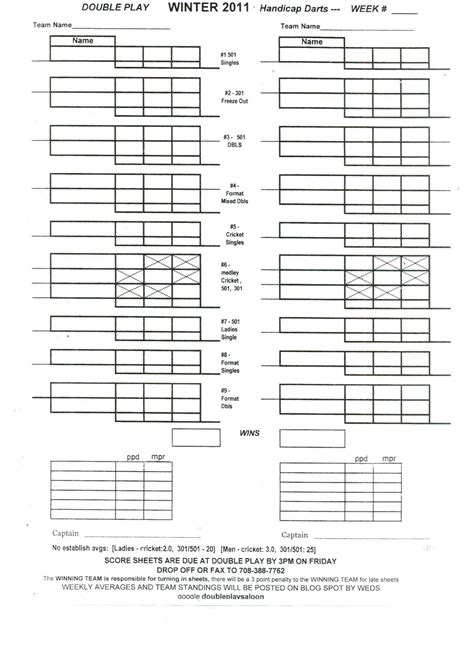 Printable Dart Score Sheet - Printable Word Searches