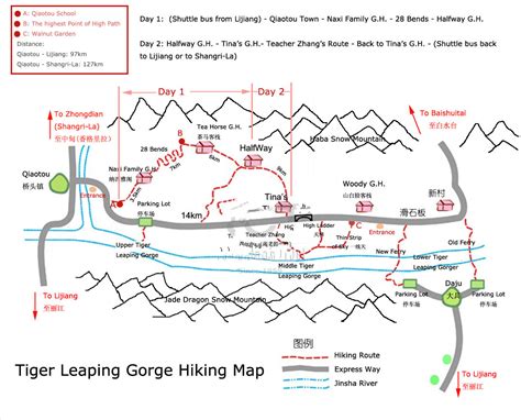 Tiger Leaping Gorge Hiking Tour Maps – Yunnan Tour, Yunnan Travel ...