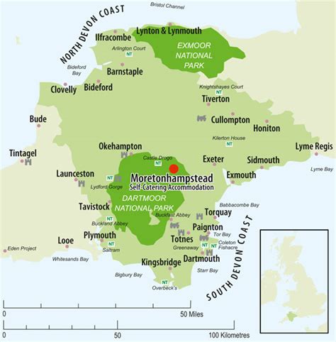 Devon Map & Moreton - Dartmoor Holiday