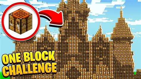 Minecraft ONE BLOCK CHALLENGE : Crafting Table Castle - YouTube