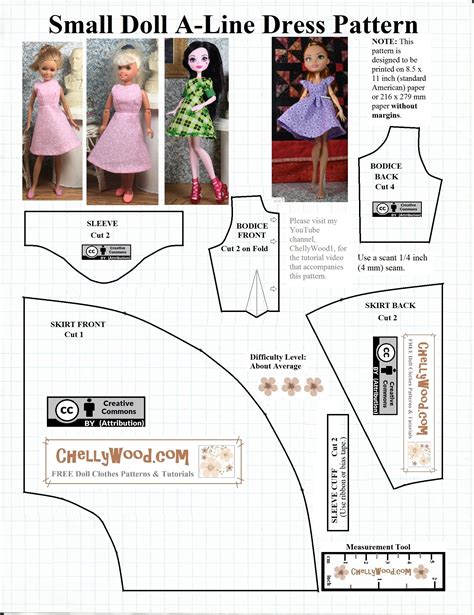 FREE #MonsterHigh #Dolls Dress Pattern @ ChellyWood.com - Free Doll Clothes Patterns