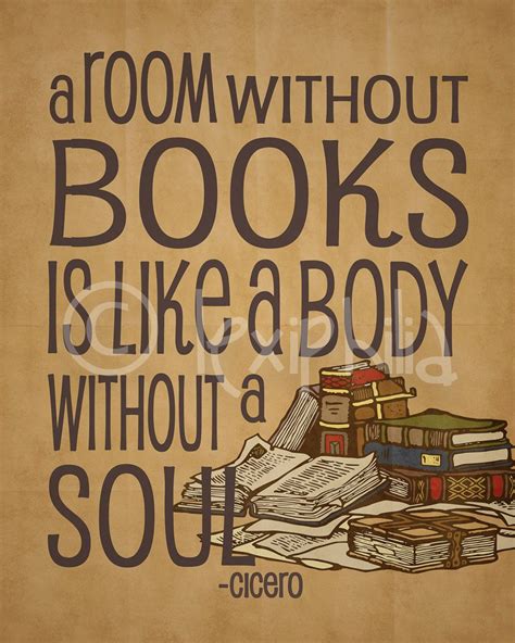 Reading book Library Print- A room without books is like a body without a soul - wall Print ...