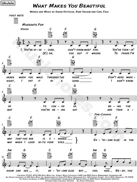 One Direction "What Makes You Beautiful" Sheet Music (Leadsheet) in C Major - Download & Print ...