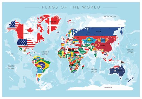 World Map with Flags Poster - TenStickers