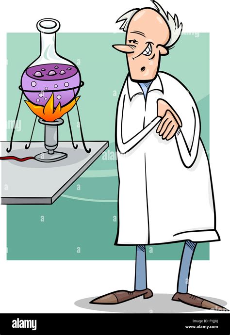 scientist in laboratory cartoon illustration Stock Photo - Alamy