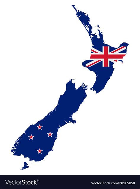 New Zealand Map With Flag - Map of world