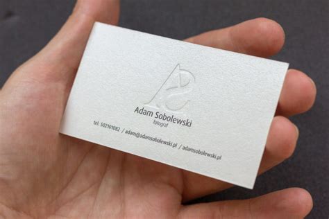 Prime Business Cards | White Paper card with embossing – Adam