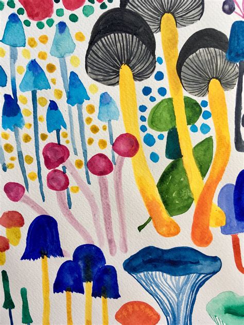 Mushroom Art Print Watercolor Mushrooms Watercolor Home - Etsy