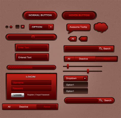 GUI web elements PSD - GraphicsFuel