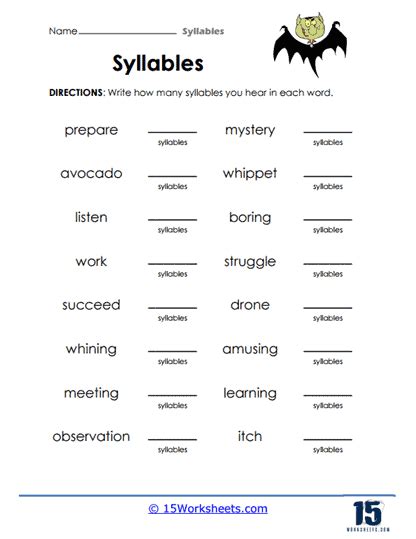 Syllables Worksheets - 15 Worksheets.com - Worksheets Library