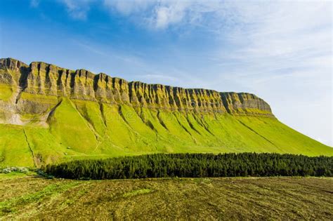 Aerial View of Benbulbin, Aka Benbulben or Ben Bulben, Iconic Landmark, Flat-topped Nunatak Rock ...