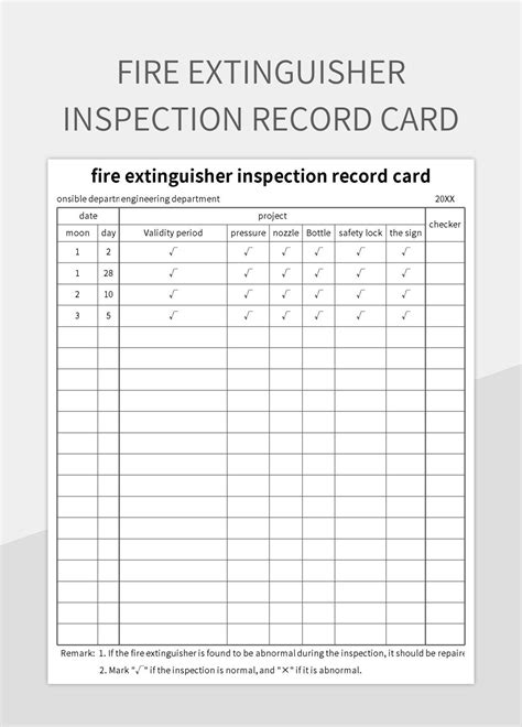 Fire Extinguisher Inspection Record Card Excel Template And Google Sheets File For Free Download ...