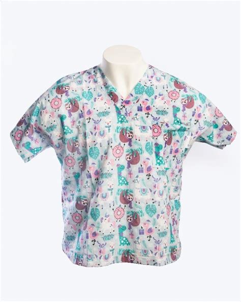 Forest Animals Short Sleeve Scrub Top 100% Cotton | Chameleon Scrubs