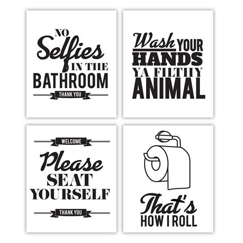 MARIA Funny Bathroom Decor, Unframed Funny Bathroom Wall Art, Set of 4 ...