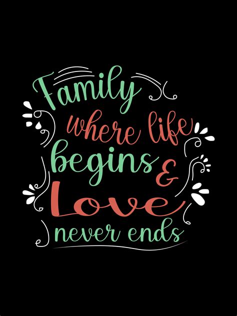 Family where life begins love never ends Family Tshirt Design lettering ...