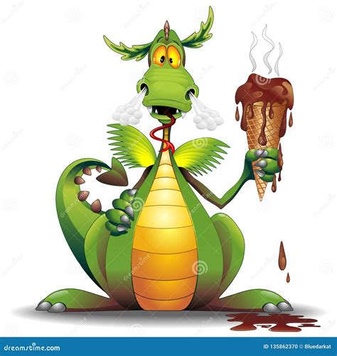 Dragon Cartoon with Melted Ice Cream Funny Character Vector Illustration Stock Vector ...