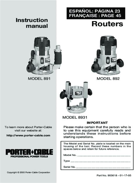 Fillable Online Router/Shaper and Shaper Table Instruction manual Fax ...