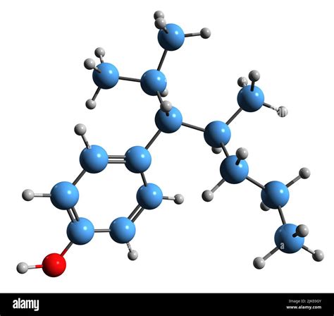 3D image of Nonylphenol skeletal formula - molecular chemical structure of organic compound ...