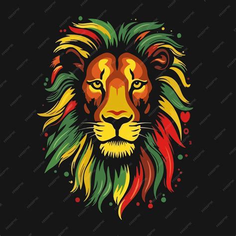 Premium Vector | A lion with a colorful mane on a black background.