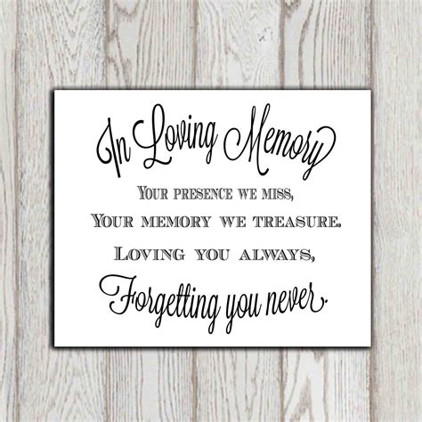 In loving memory of print Memorial table Wedding memorial sign | Etsy ...