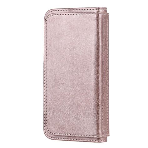 iPhone 12 Multi-function 10 Card Slots Wallet Stand Case Rose Gold