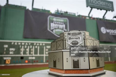 A general view of the 2023 Wasabi Fenway Bowl trophy during the game ...