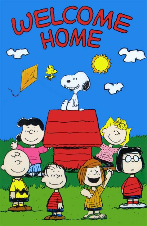 Peanuts Gang Welcome Home Flag … | Snoopy love, Charlie brown and snoopy, Snoopy