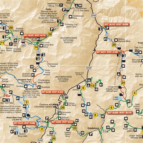 Off-Highway Map Silverton, Ouray, Lake City - FunTreks