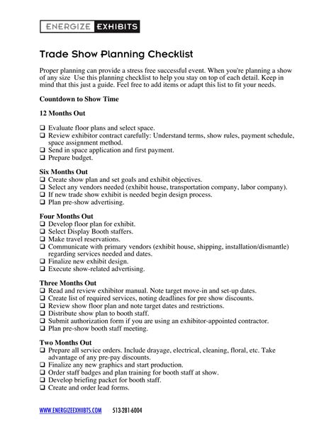 Trade Show Checklist Examples - 11+ in PDF | MS Word | Google Docs | Pages | Examples