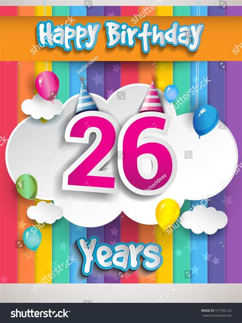 26th Years Birthday Celebration Balloons Clouds Stock Vector (Royalty Free) 577782133 | Shutterstock