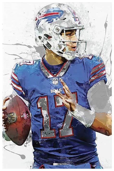 Josh Allen Poster Buffalo Bills Football Hand Made Posters Digital Art ...