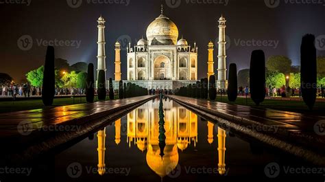 Night view of The Taj Mahal. Generative AI 32977727 Stock Photo at Vecteezy