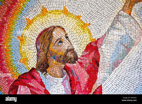 Mosaic of Jesus Christ proclaiming the kingdom of God with his call to ...