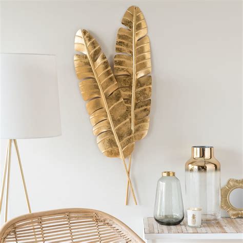 Gold Metal Foliage Wall Art 35 x 90 | Maisons du Monde