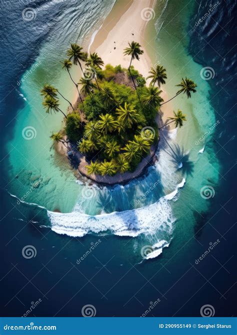 An Aerial View of a Small Island with Palm Trees. AI Stock Image ...