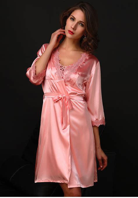 luxury silk Women Sexy Sleepwear Robes nightgown elegant Ladies pajamas ...