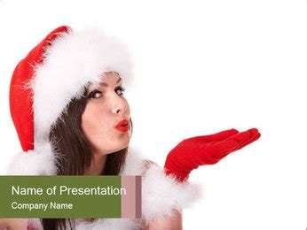 Isolated Christmas Girl Wearing A Santa Hat. PowerPoint Template, Backgrounds & Google Slides ...