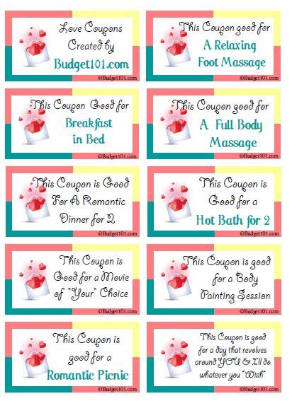 Romantic Love Coupon Ideas: Homemade Love Coupons for Valentines and Anniversaries